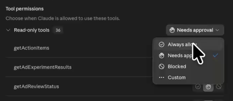 Set tools to Always allow